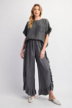 Load image into Gallery viewer, Easel Washed Ruffle Chambray Loose Fit Pants