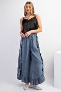Load image into Gallery viewer, Easel Washed Ruffle Chambray Loose Fit Pants