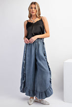 Load image into Gallery viewer, Easel Washed Ruffle Chambray Loose Fit Pants