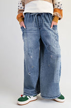Load image into Gallery viewer, Easel Patchwork Printed Washed Denim Pants