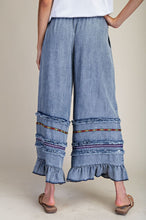 Load image into Gallery viewer, Easel Ruffle Bottom Stone Washed Chambray Pants