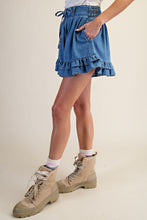 Load image into Gallery viewer, Easel Ruffle Bottom Washed Denim Shorts