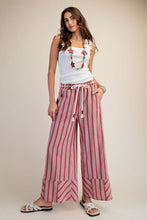 Load image into Gallery viewer, Easel Stripe Linen Washed Palazzo Pants