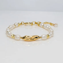 Load image into Gallery viewer, Aqua Geo Pearl Bracelet with Gold Accent