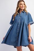 Load image into Gallery viewer, Easel Be Mine Denim Mini Shirt Dress