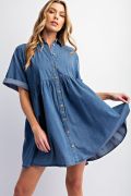 Load image into Gallery viewer, Easel Be Mine Denim Mini Shirt Dress