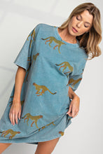 Load image into Gallery viewer, Easel Mineral Wash Cheetah Print TShirt Dress