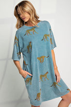 Load image into Gallery viewer, Easel Mineral Wash Cheetah Print TShirt Dress