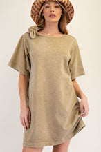 Load image into Gallery viewer, Easel Bow Shoulder Mineral Washed Knit Dress