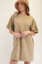 Load image into Gallery viewer, Easel Bow Shoulder Mineral Washed Knit Dress