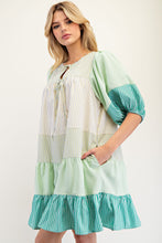 Load image into Gallery viewer, Easel Striped Color Block Tiered Woven Dress