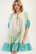 Load image into Gallery viewer, Easel Striped Color Block Tiered Woven Dress