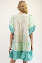 Load image into Gallery viewer, Easel Striped Color Block Tiered Woven Dress