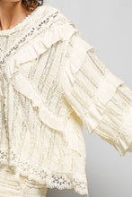 Load image into Gallery viewer, Pol Clothing Eyelet Ruffle Raw Edge Trim Lace Solid Knit Top