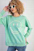 Load image into Gallery viewer, Easel Mineral Wash Smiley Face Pullover
