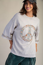 Load image into Gallery viewer, Easel Mineral Washed Terry Floral Peace Sign Pullover