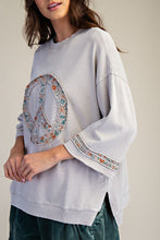Load image into Gallery viewer, Easel Mineral Washed Terry Floral Peace Sign Pullover