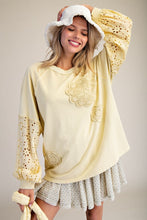 Load image into Gallery viewer, Easel Eyelet Lace Washed Terry Pullover