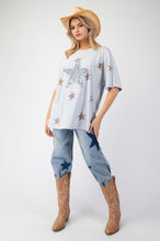 Load image into Gallery viewer, Easel Washed Star Patch and Print Knit Top