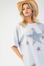 Load image into Gallery viewer, Easel Washed Star Patch and Print Knit Top