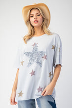 Load image into Gallery viewer, Easel Washed Star Patch and Print Knit Top