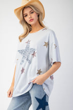 Load image into Gallery viewer, Easel Washed Star Patch and Print Knit Top