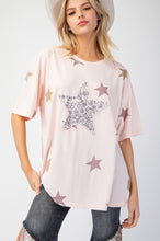 Load image into Gallery viewer, Easel Washed Star Patch and Print Knit Top