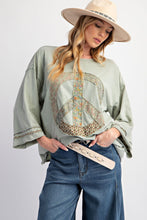Load image into Gallery viewer, Easel Peace Patch Front Washed Cotton Jersey Top