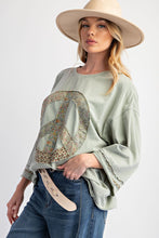 Load image into Gallery viewer, Easel Peace Patch Front Washed Cotton Jersey Top