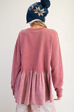 Load image into Gallery viewer, Easel Terry Knit Ruffle Bottom Babydoll Pullover