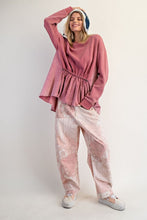 Load image into Gallery viewer, Easel Terry Knit Ruffle Bottom Babydoll Pullover