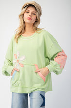 Load image into Gallery viewer, Easel Washed Flower Patch Terry Knit Pullover