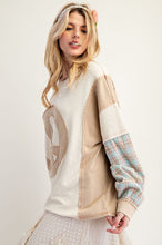 Load image into Gallery viewer, Easel Layered Peace Patch Thermal Knit Mineral Washed Pullover