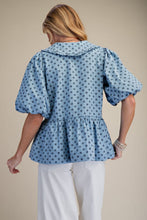 Load image into Gallery viewer, Easel Bubble Sleeve Washed Denim Top