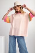 Load image into Gallery viewer, Easel Short Sleeve Color Block Cotton Jersey Top