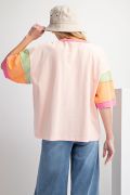 Load image into Gallery viewer, Easel Short Sleeve Color Block Cotton Jersey Top