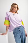 Load image into Gallery viewer, Easel Short Sleeve Color Block Cotton Jersey Top