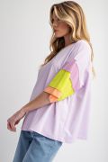 Load image into Gallery viewer, Easel Short Sleeve Color Block Cotton Jersey Top