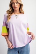 Load image into Gallery viewer, Easel Short Sleeve Color Block Cotton Jersey Top