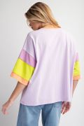 Load image into Gallery viewer, Easel Short Sleeve Color Block Cotton Jersey Top