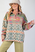 Load image into Gallery viewer, Easel Ethnic Print Fleece Pullover