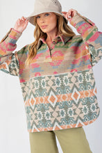 Load image into Gallery viewer, Easel Ethnic Print Fleece Pullover