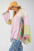 Load image into Gallery viewer, Easel Color Block Multi Crochet Terry Knit Hoodie