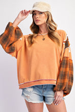 Load image into Gallery viewer, Easel Plaid Mix Star Patch Pullover