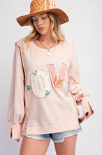 Load image into Gallery viewer, Easel Love Patch Washed Terry Knit Pullover