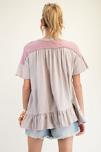 Load image into Gallery viewer, Easel Star Patch Ruffled Babydoll Top
