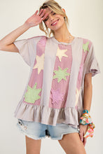 Load image into Gallery viewer, Easel Star Patch Ruffled Babydoll Top