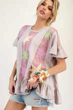 Load image into Gallery viewer, Easel Star Patch Ruffled Babydoll Top