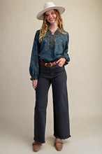 Load image into Gallery viewer, Easel Jacquard Denim Blouse.