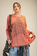 Load image into Gallery viewer, Easel Star Patch Detailing Washed Waffle Knit Top